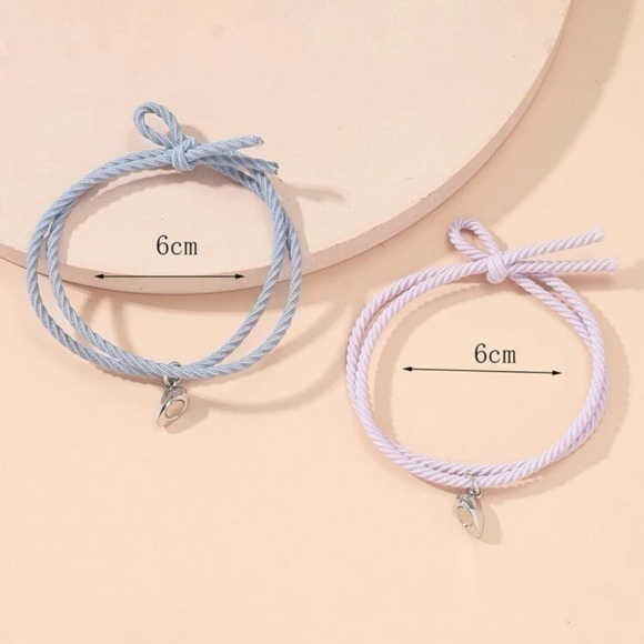 2 pcs Couple Magnetic Heart Charm Bracelet Set Adjustable - Picture 4 of 7